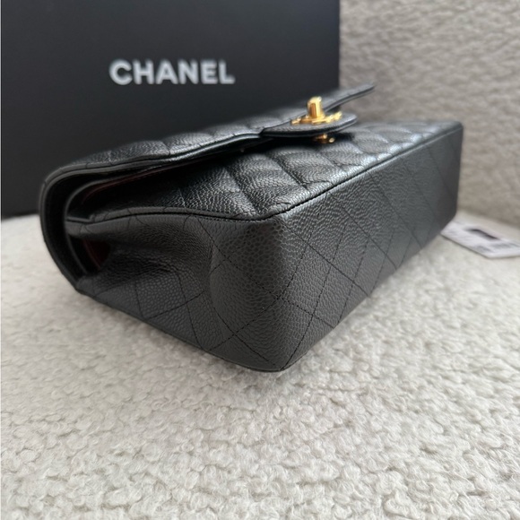 Doubla flap small size bag black leather caviar gold brand new full box - Picture 10 of 14